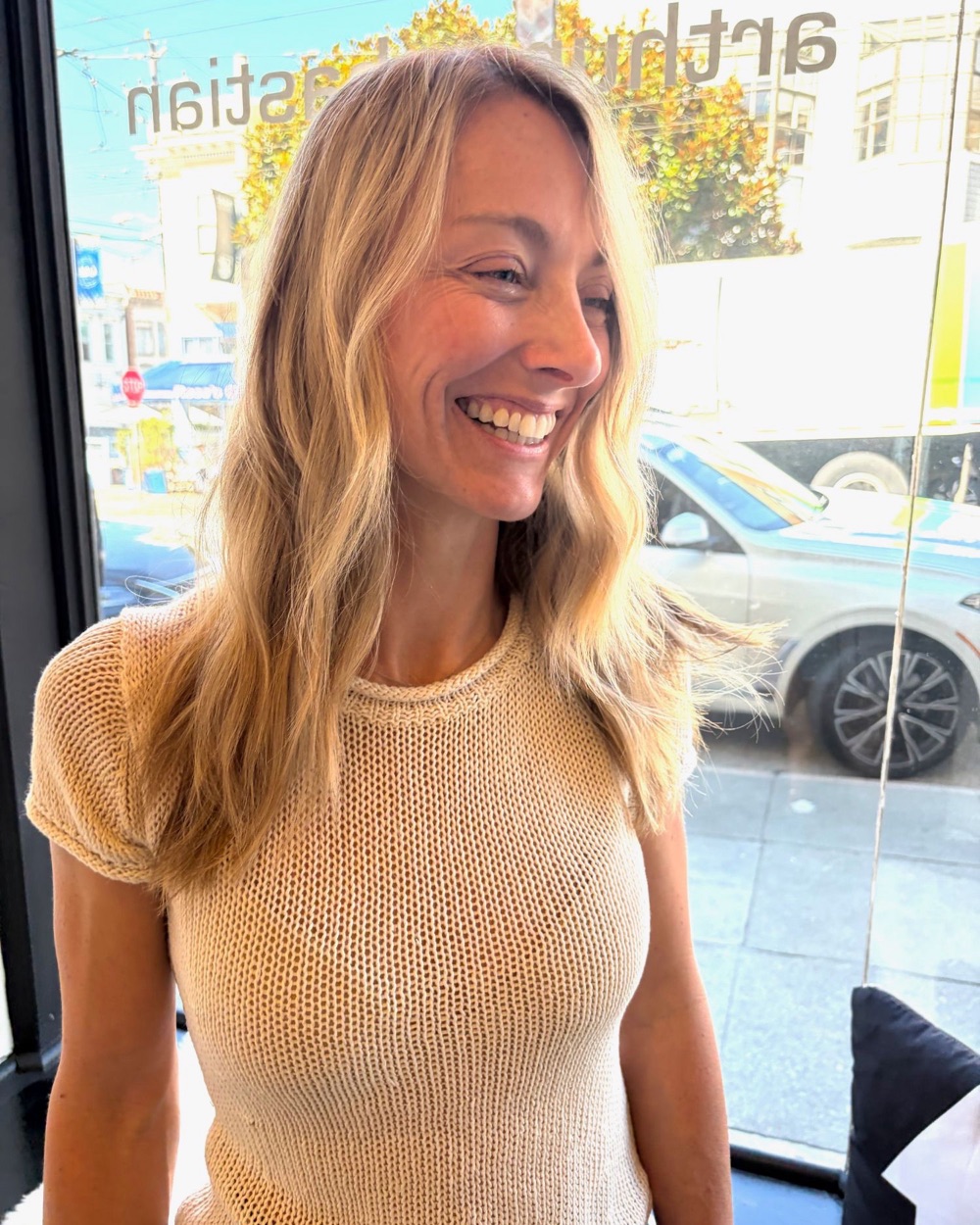 After: soft, low-maintenance California blonde with face-framing brightness