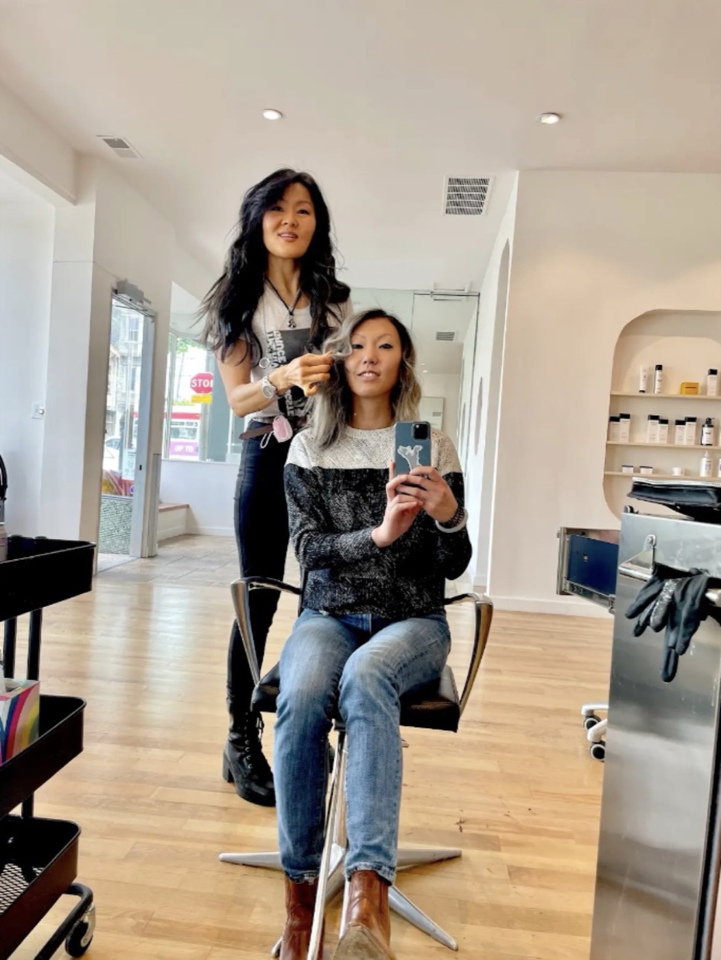 Helen finishing a client’s style